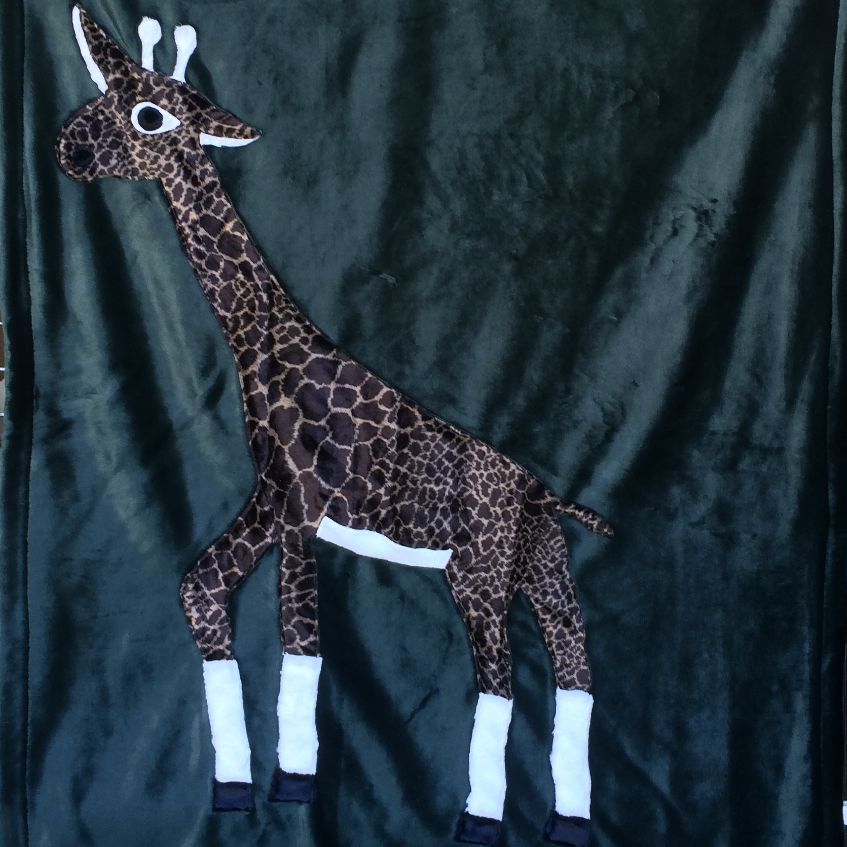 Giraffe on Green Applique Blanket Lucy's Toys